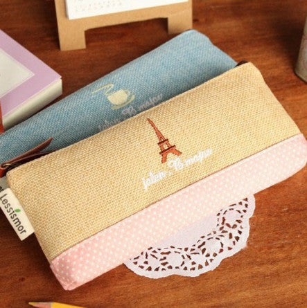 Cotton Cloth Zipped Pencil Case